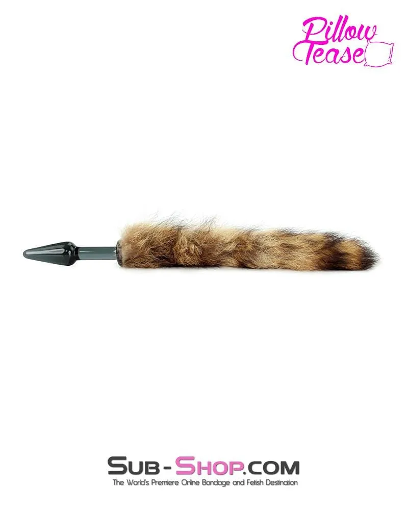0191E      Black Glass Fox Tail Pet Play Butt Plug - LAST CHANCE - Final Closeout!