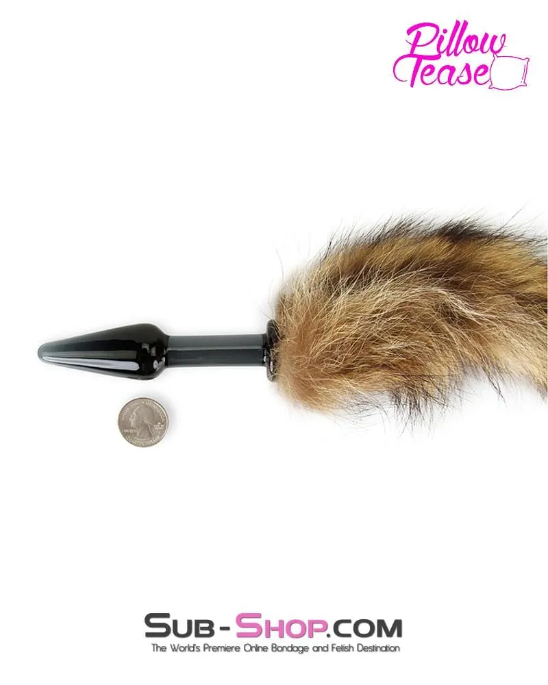 0191E      Black Glass Fox Tail Pet Play Butt Plug - LAST CHANCE - Final Closeout!