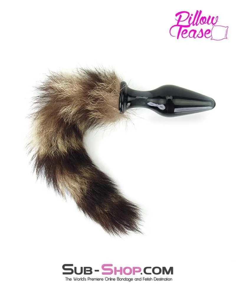 0247E      Black Glass Sexy Fox Tail Butt Plug - LAST CHANCE - Final Closeout!