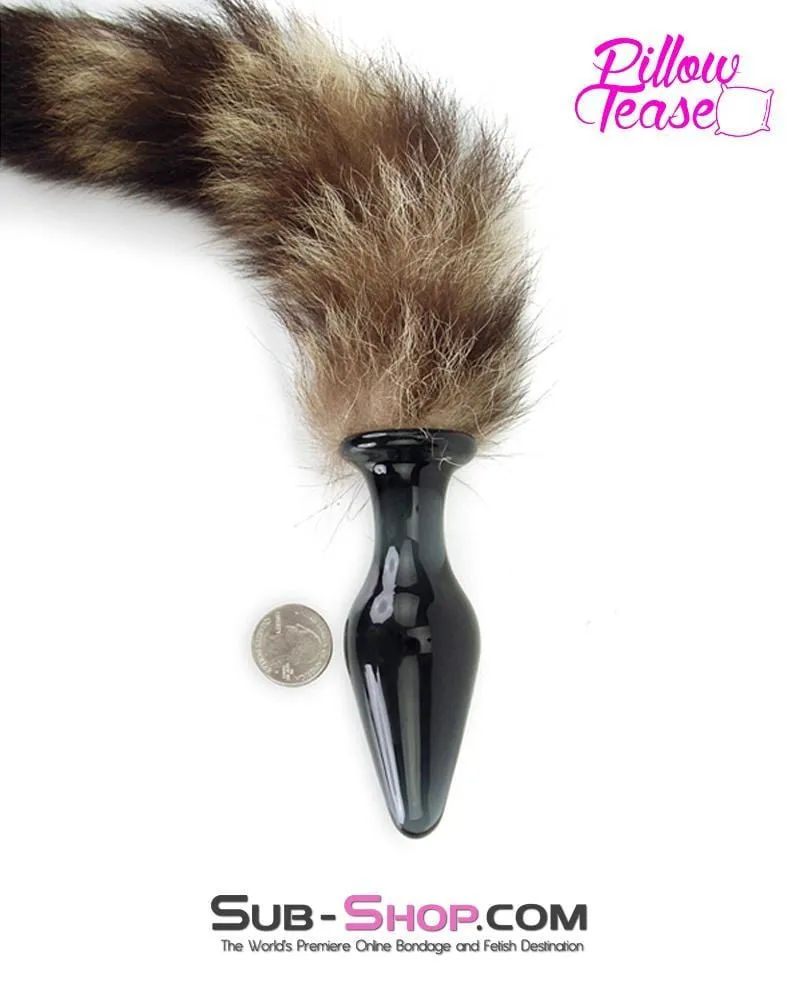 0247E      Black Glass Sexy Fox Tail Butt Plug - LAST CHANCE - Final Closeout!