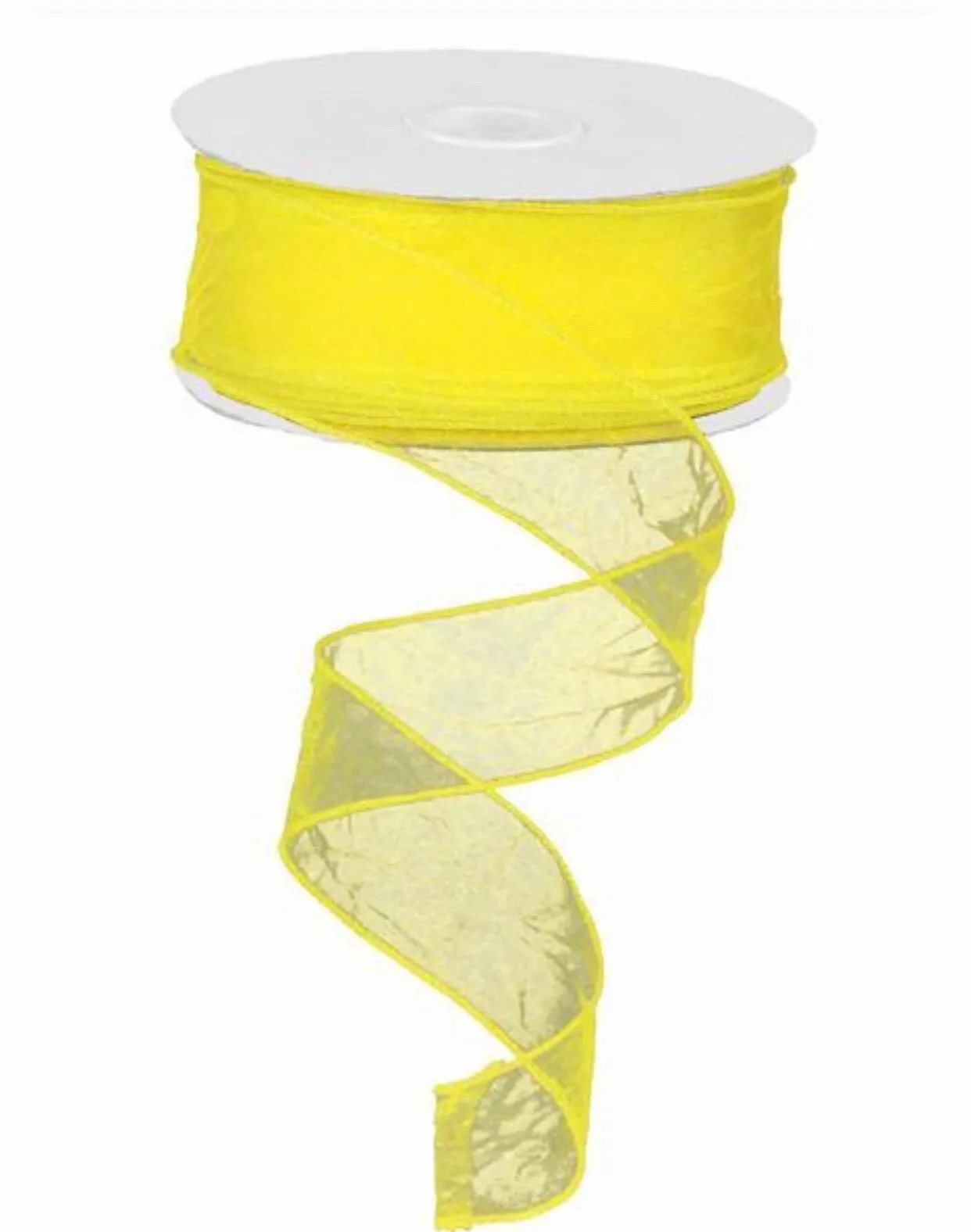 1.5" Yellow Organza Ribbon, 25 yard ribbon, Wreath Supplies