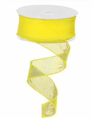 1.5" Yellow Organza Ribbon, 25 yard ribbon, Wreath Supplies