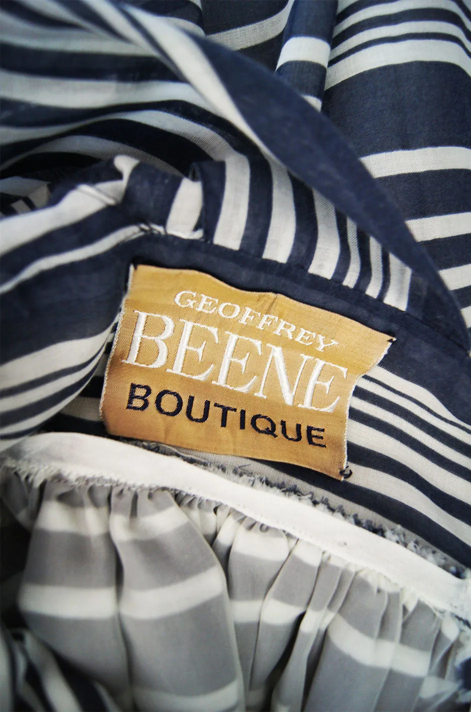 1970s Plunge Stripe Geoffrey Beene Maxi