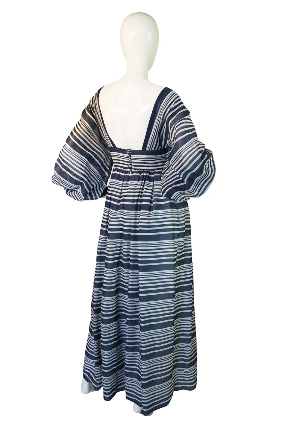 1970s Plunge Stripe Geoffrey Beene Maxi