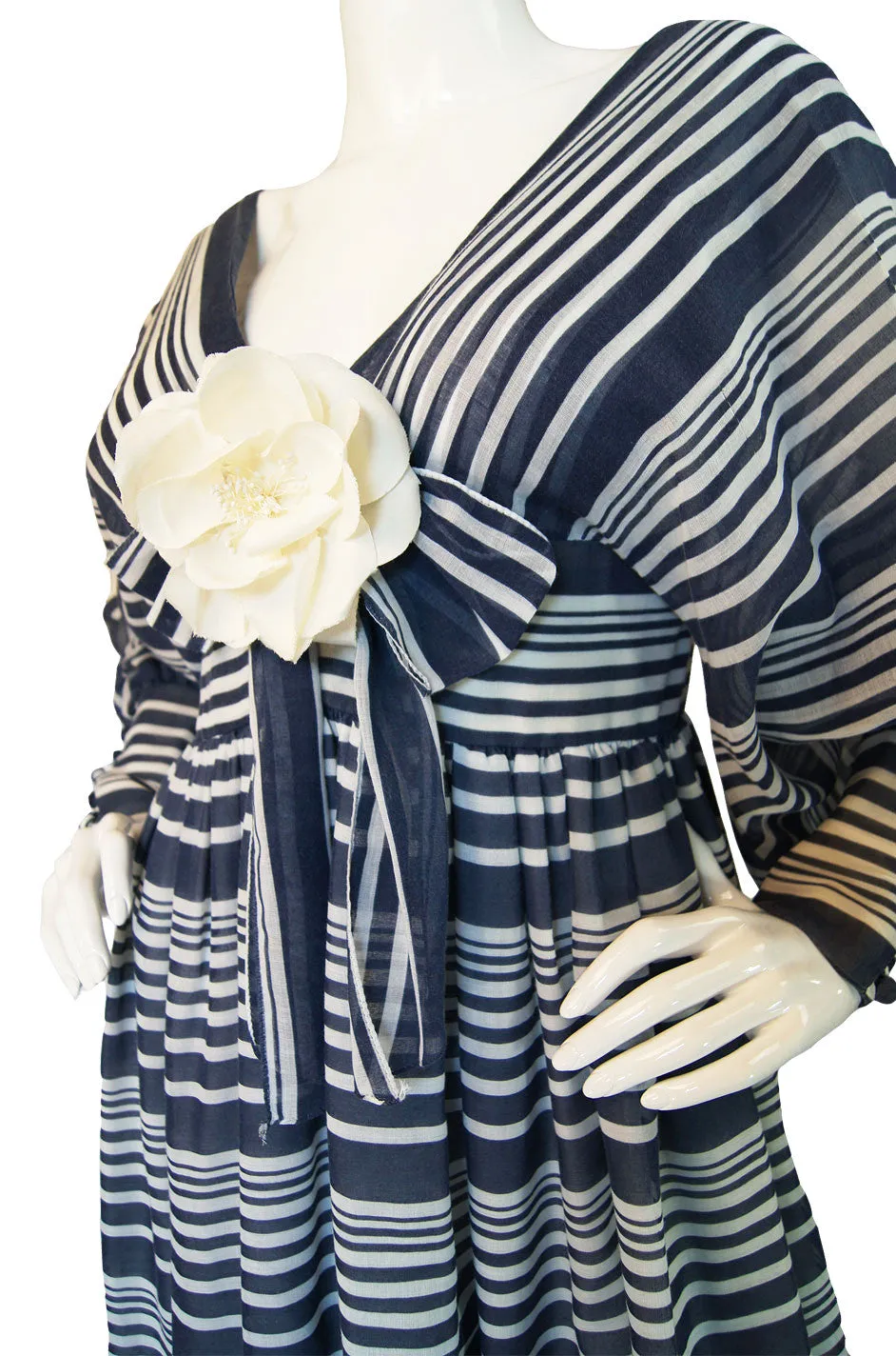 1970s Plunge Stripe Geoffrey Beene Maxi