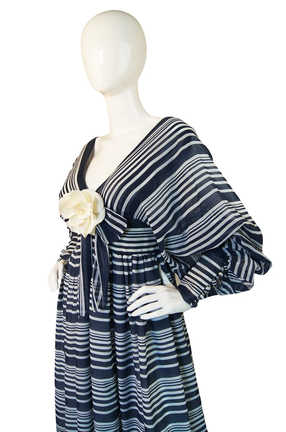 1970s Plunge Stripe Geoffrey Beene Maxi