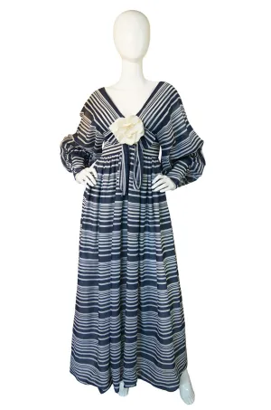 1970s Plunge Stripe Geoffrey Beene Maxi