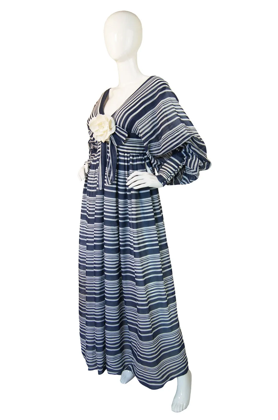 1970s Plunge Stripe Geoffrey Beene Maxi