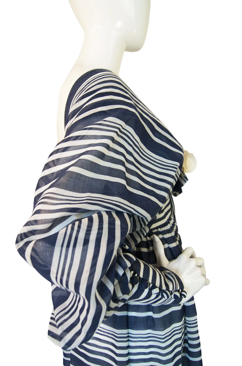 1970s Plunge Stripe Geoffrey Beene Maxi