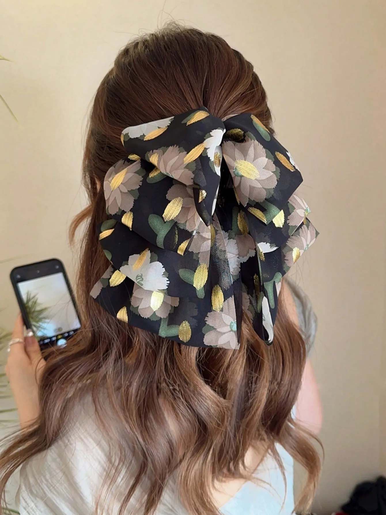 1pc Floral Bowknot Hair Clip