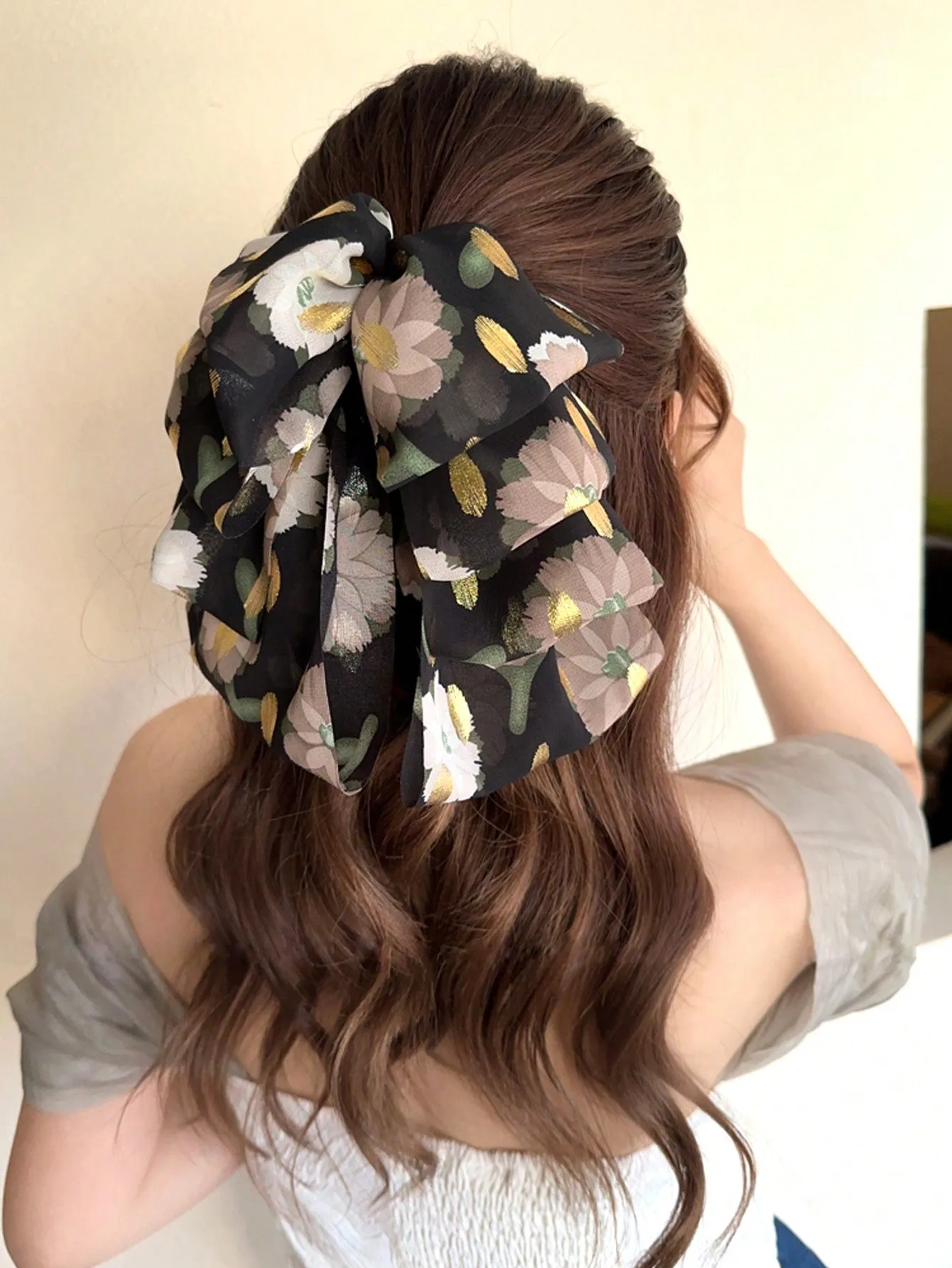 1pc Floral Bowknot Hair Clip