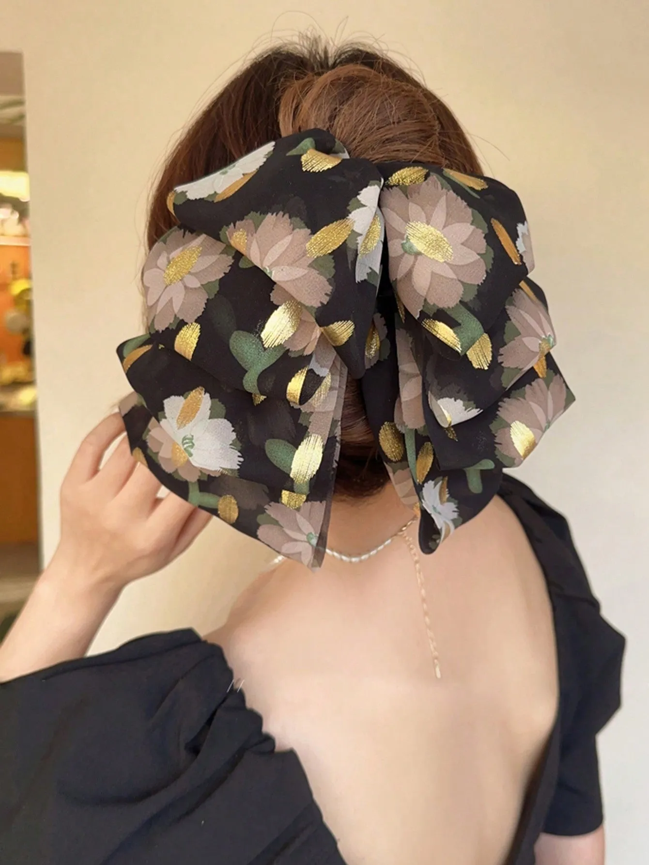 1pc Floral Bowknot Hair Clip