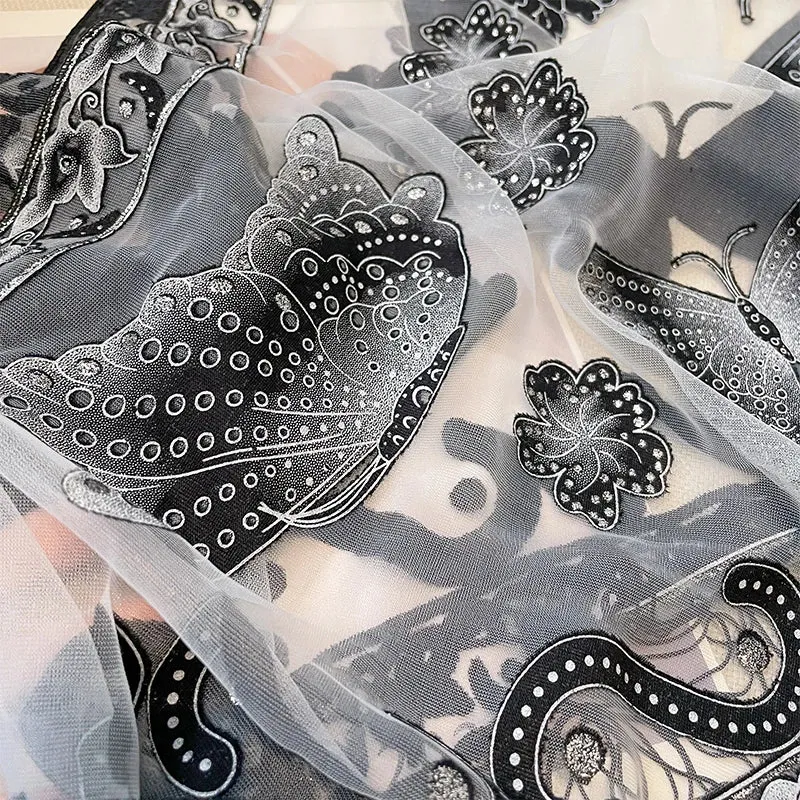 2023 New Women Solid Color Triangle Lace Scarf Shawls Fringe Butterfly Elegant Sheer Hollow Wraps Hijab Headband Scarves