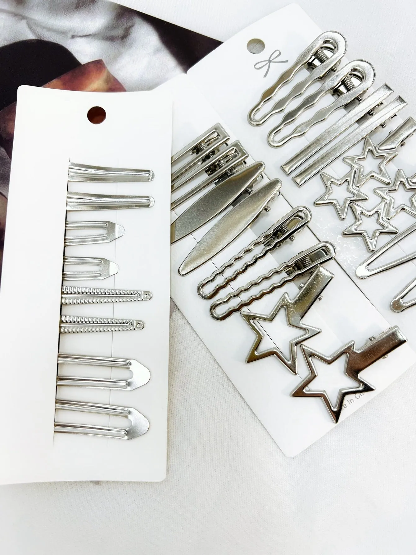 24pcs Silver Star And Cloud Design Hair Clips