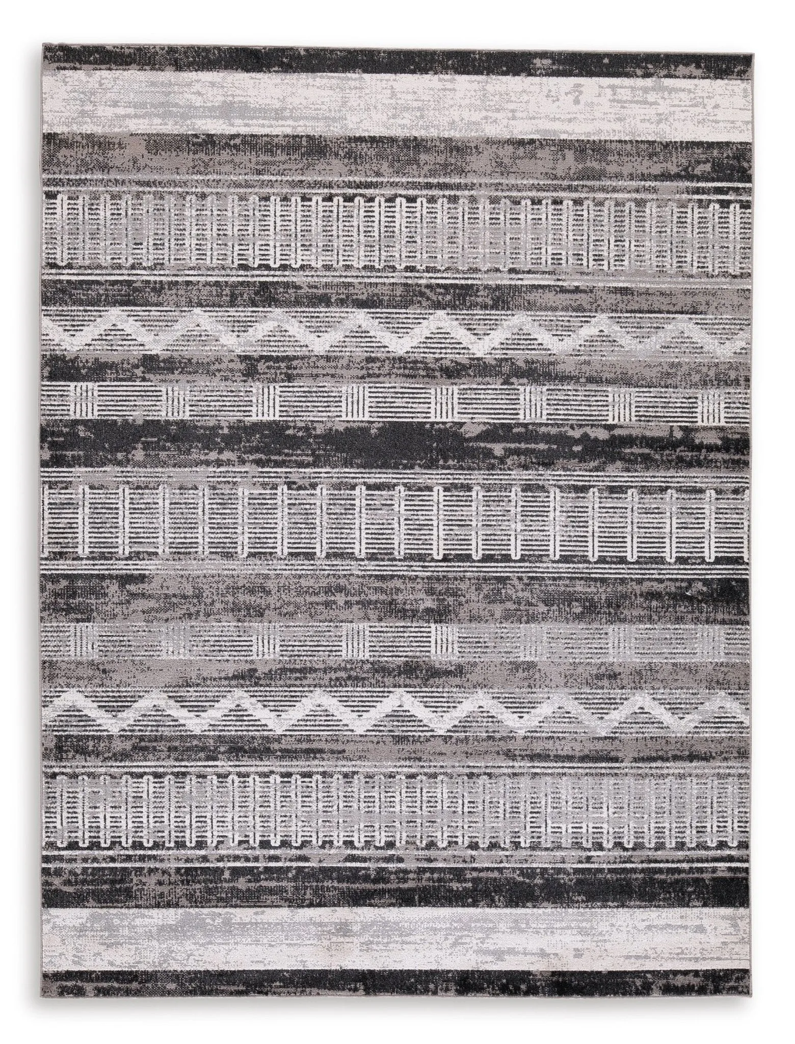 8' x 10' Boho Area Rug in Black and White