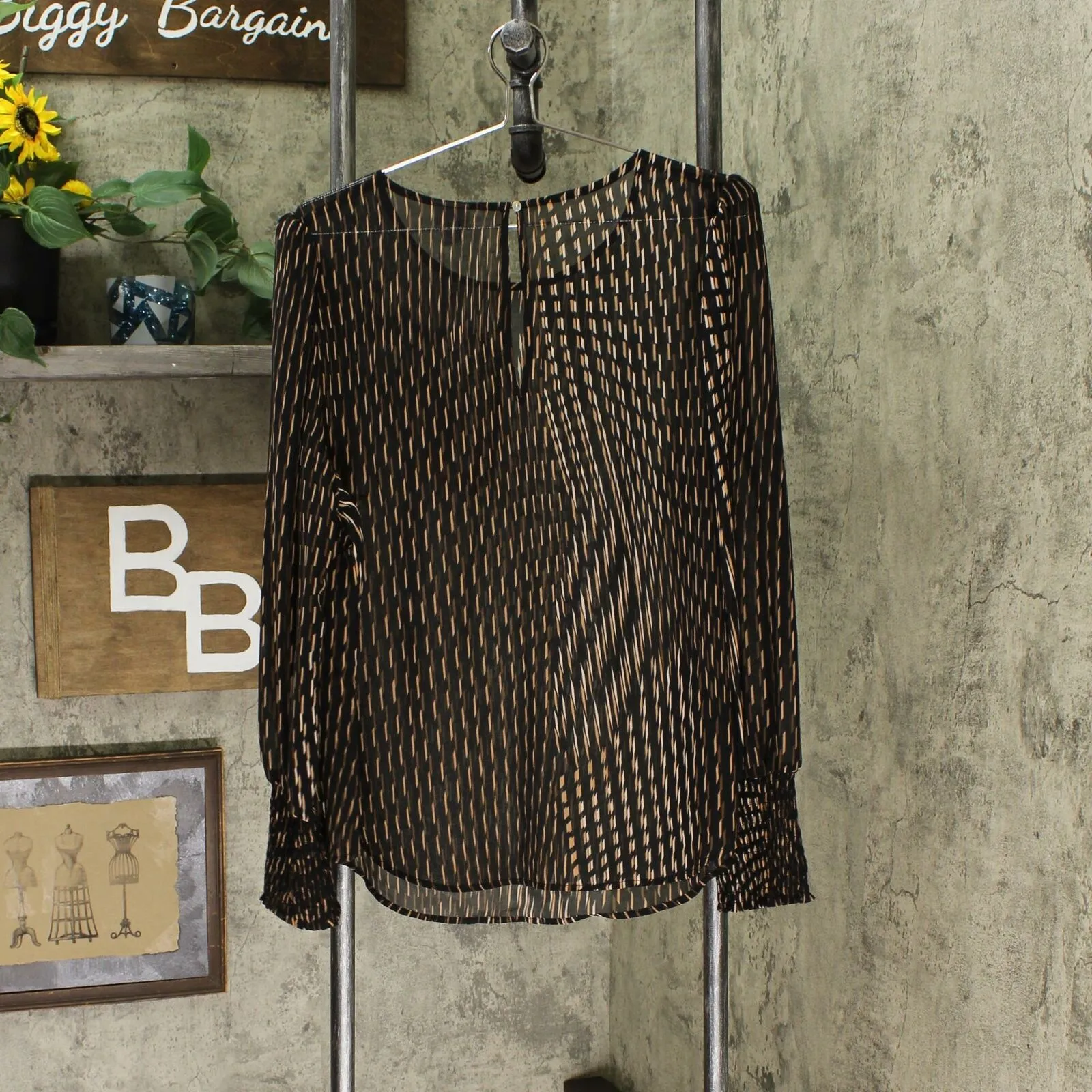 A New Day Womens Long Sleeve Sheer Blouse Shirt Top