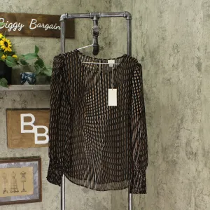 A New Day Womens Long Sleeve Sheer Blouse Shirt Top