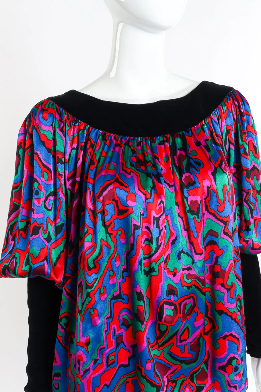 Abstract Print Silk Velvet Blouse