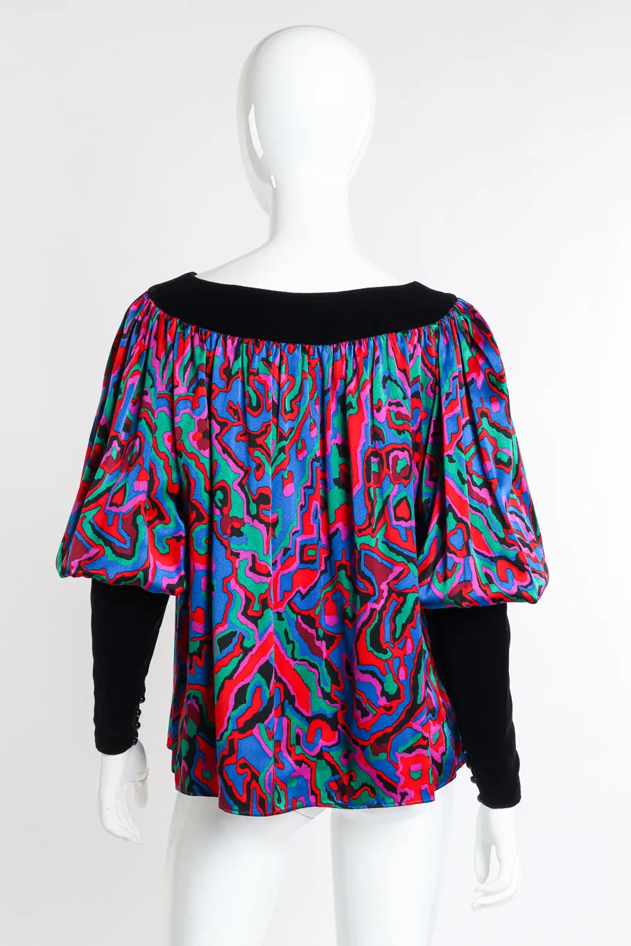 Abstract Print Silk Velvet Blouse
