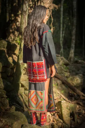 Akha Hill Tribe Jacket with Detailed Cross Stitched Embroidery ~⋙⋘~ Handwoven Handspun Hemp