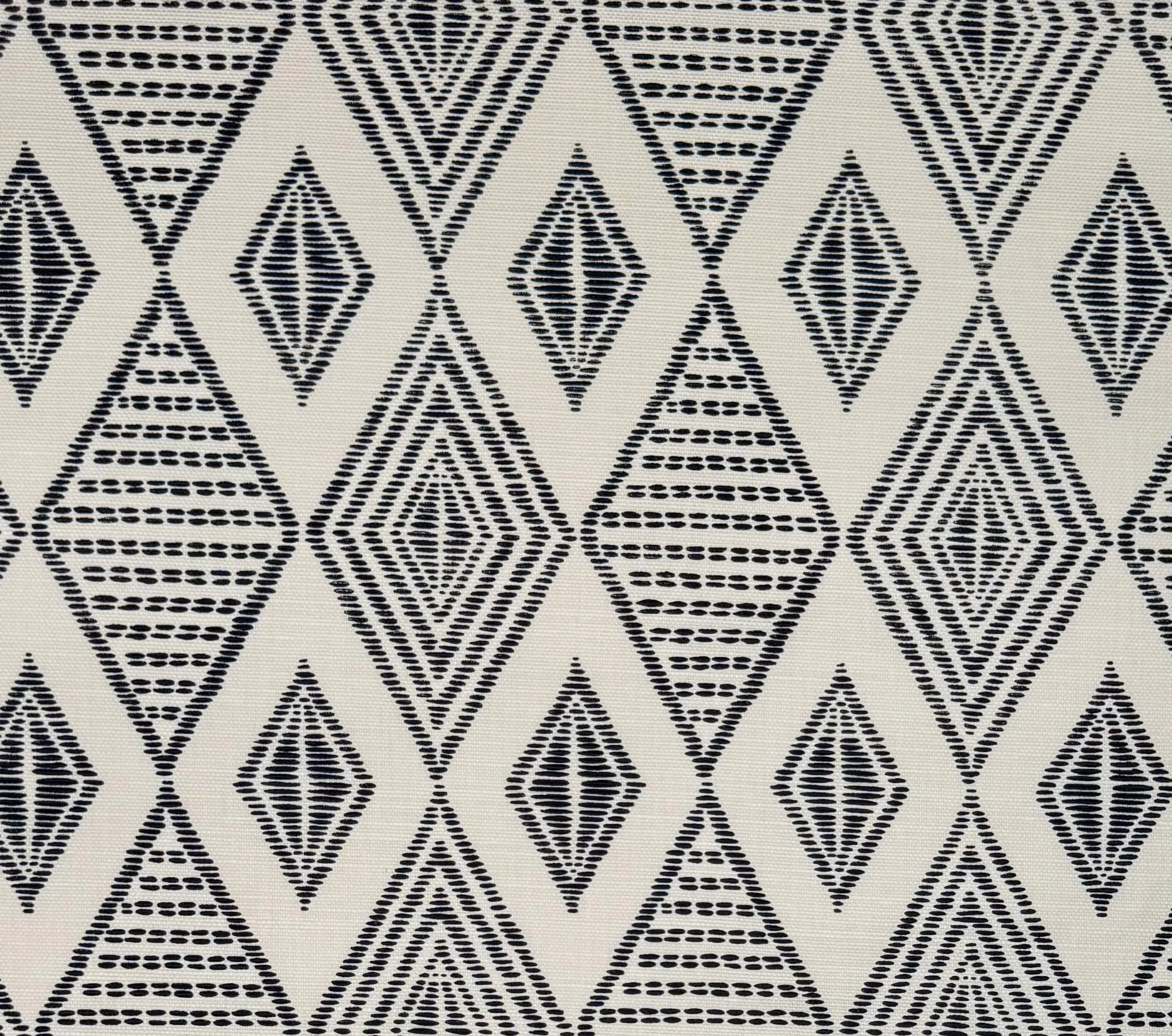 Alan Campbell Fabric: Safari Embroidery - Black on Tinted Belgian Linen / Cotton