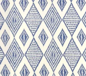 Alan Campbell Fabric: Safari Embroidery - Custom New Navy on Tinted Belgian Linen / Cotton