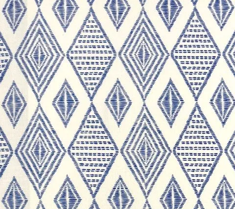 Alan Campbell Fabric: Safari Embroidery - Custom New Navy on Tinted Belgian Linen / Cotton
