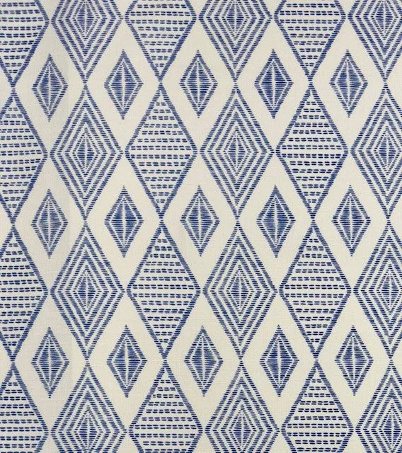 Alan Campbell Fabric: Safari Embroidery - Custom New Navy on Tinted Belgian Linen / Cotton