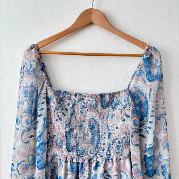 Aritzia Wilfred Tempest Smocked Chiffon Mini Dress