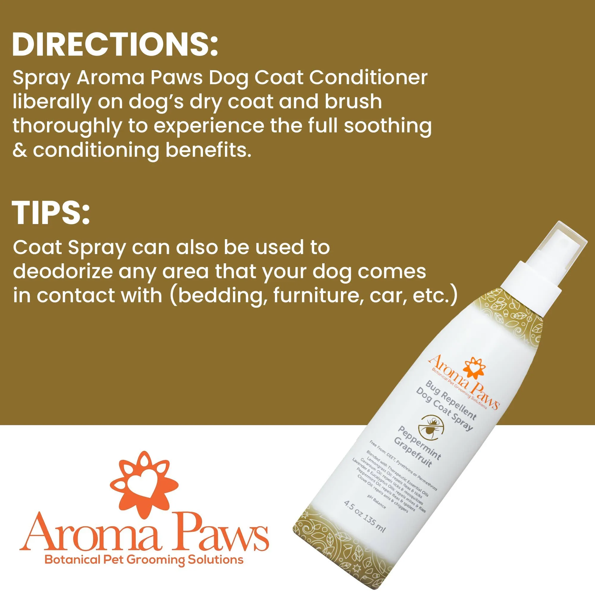 Aroma Paws - 4.5 Oz Repellent and Dog Coat Spray Collection