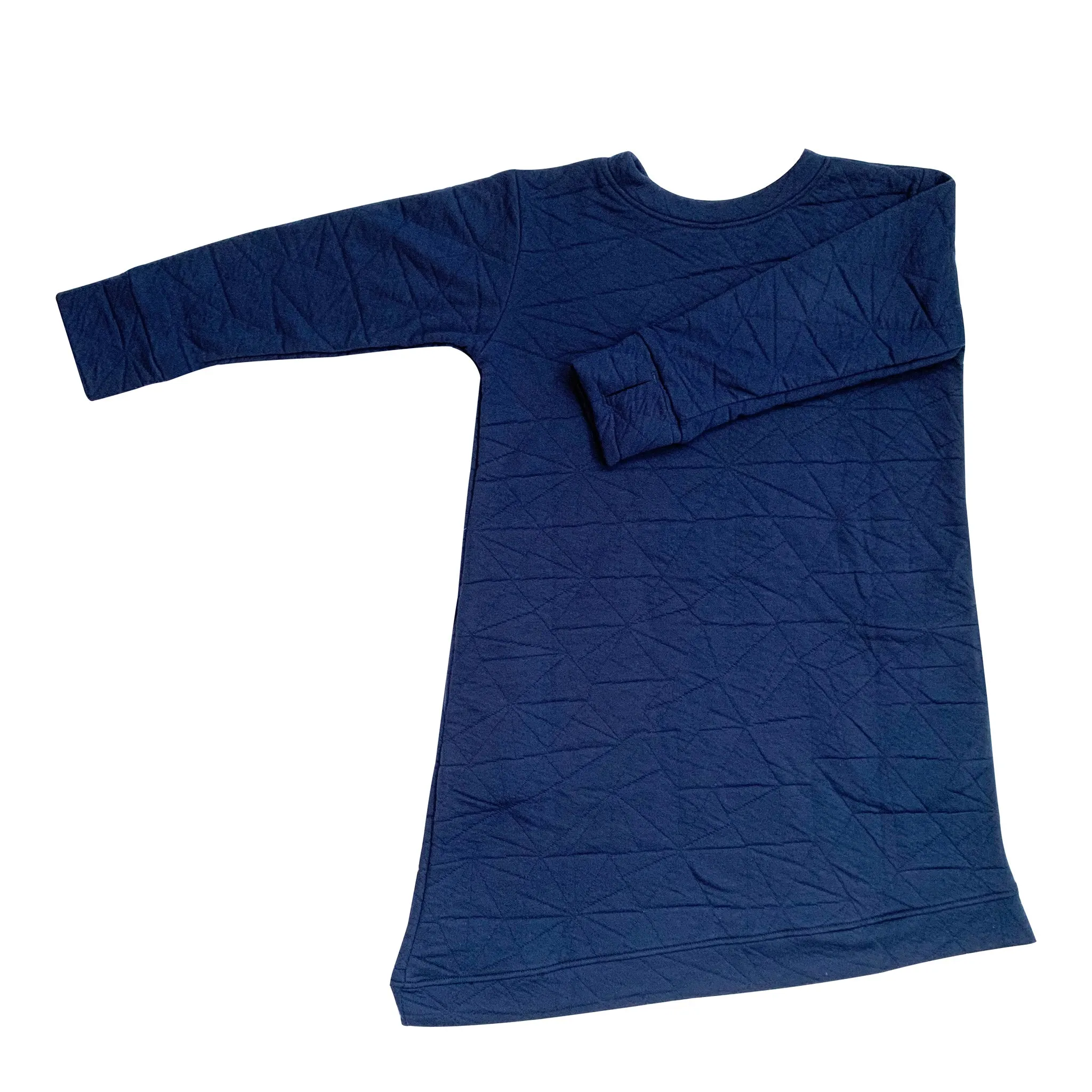 Asymmetric Dress - Quilted Deep Blue - Youth