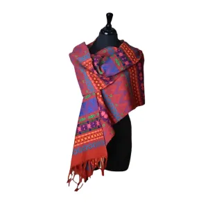 Authentic Mexican Handwoven Red Scarf