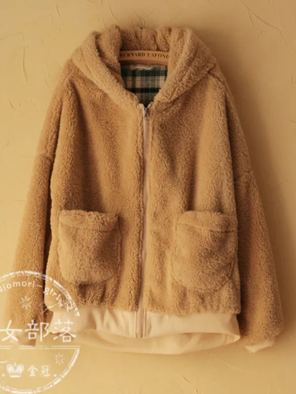 bear hoodie fur jacket