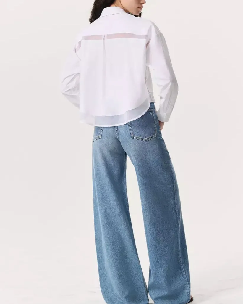 Beatrice Cropped Poplin-Organza Shirt