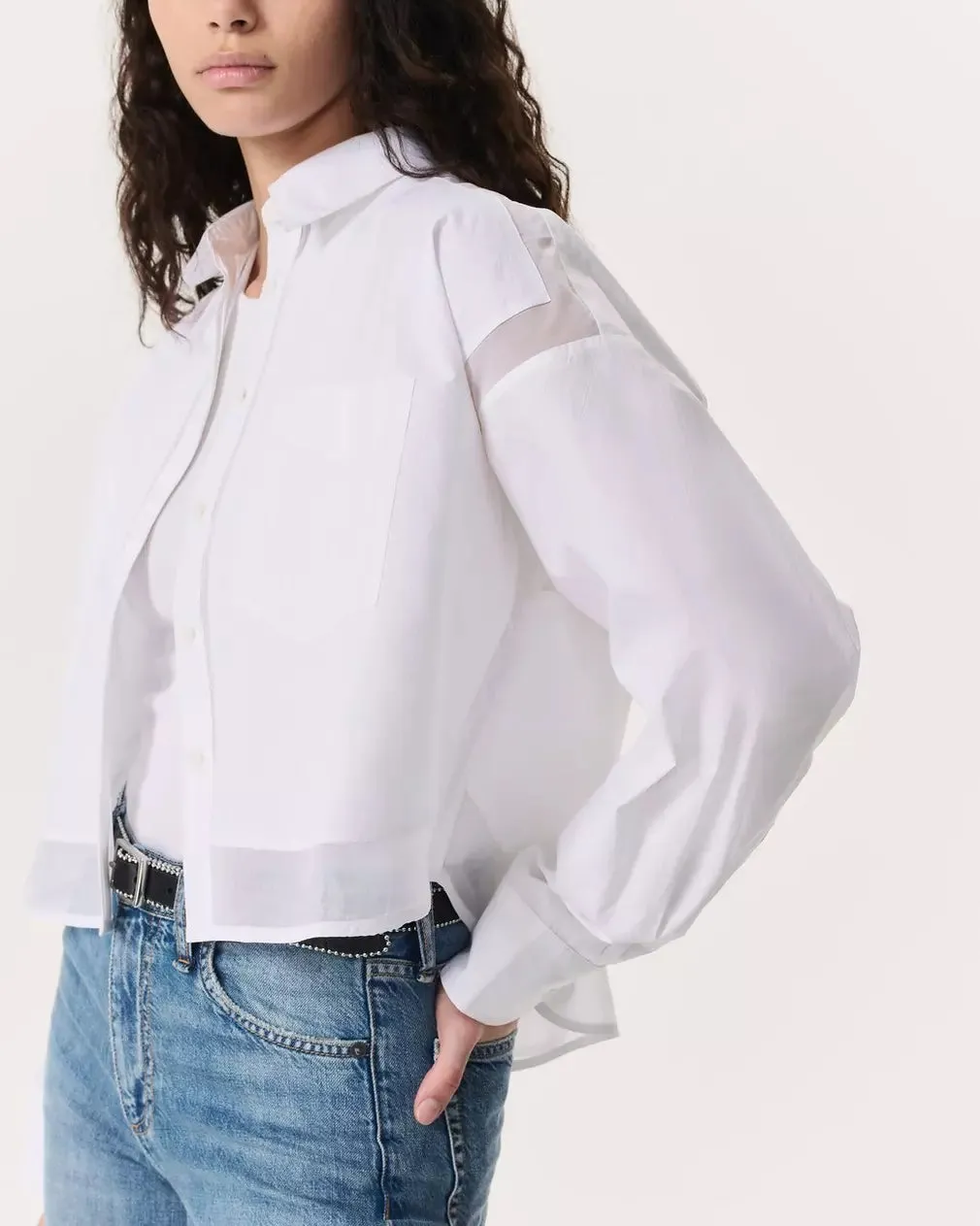 Beatrice Cropped Poplin-Organza Shirt