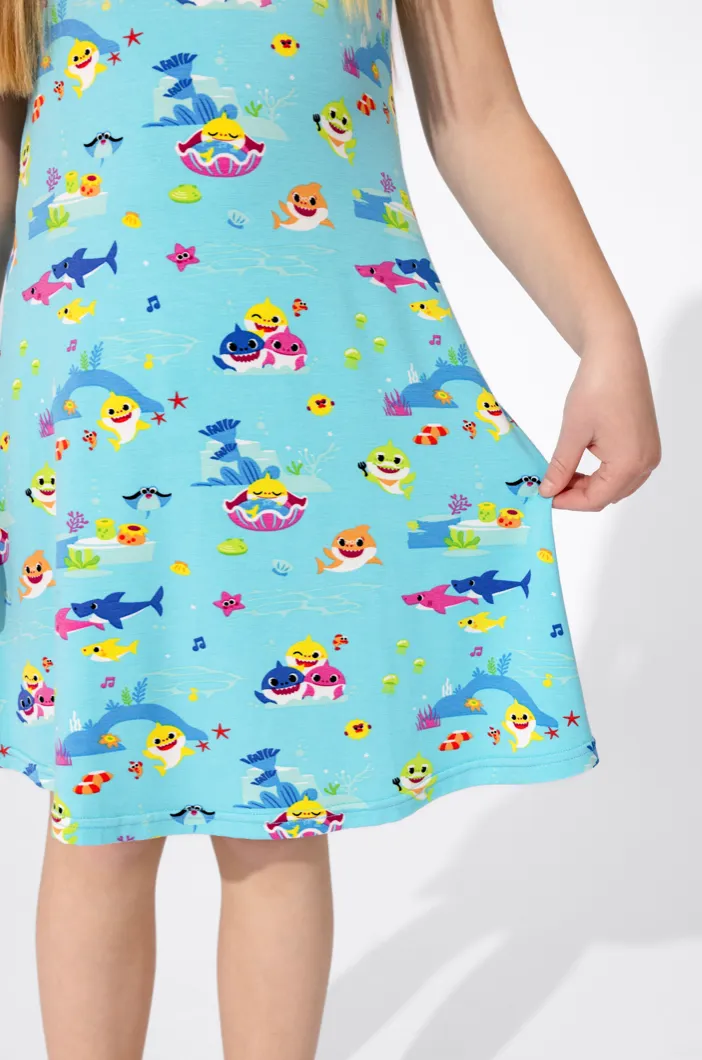 Bellabu Bear x Baby Shark Bamboo Girl's Sleeveless Tank Dress
