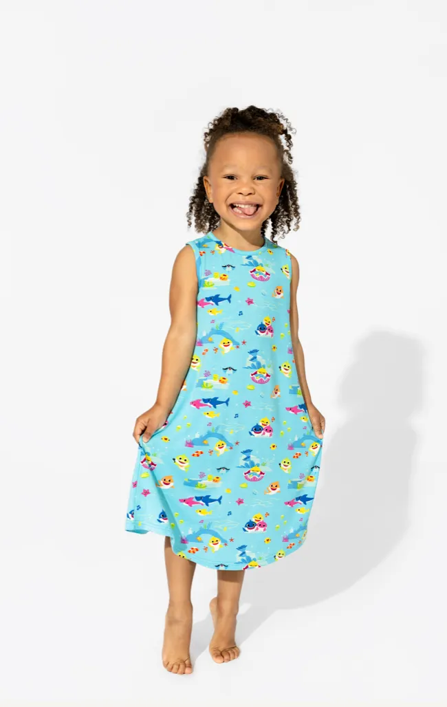 Bellabu Bear x Baby Shark Bamboo Girl's Sleeveless Tank Dress