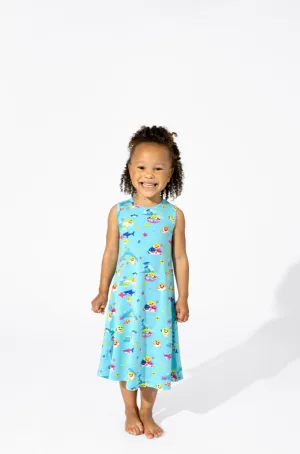 Bellabu Bear x Baby Shark Bamboo Girl's Sleeveless Tank Dress