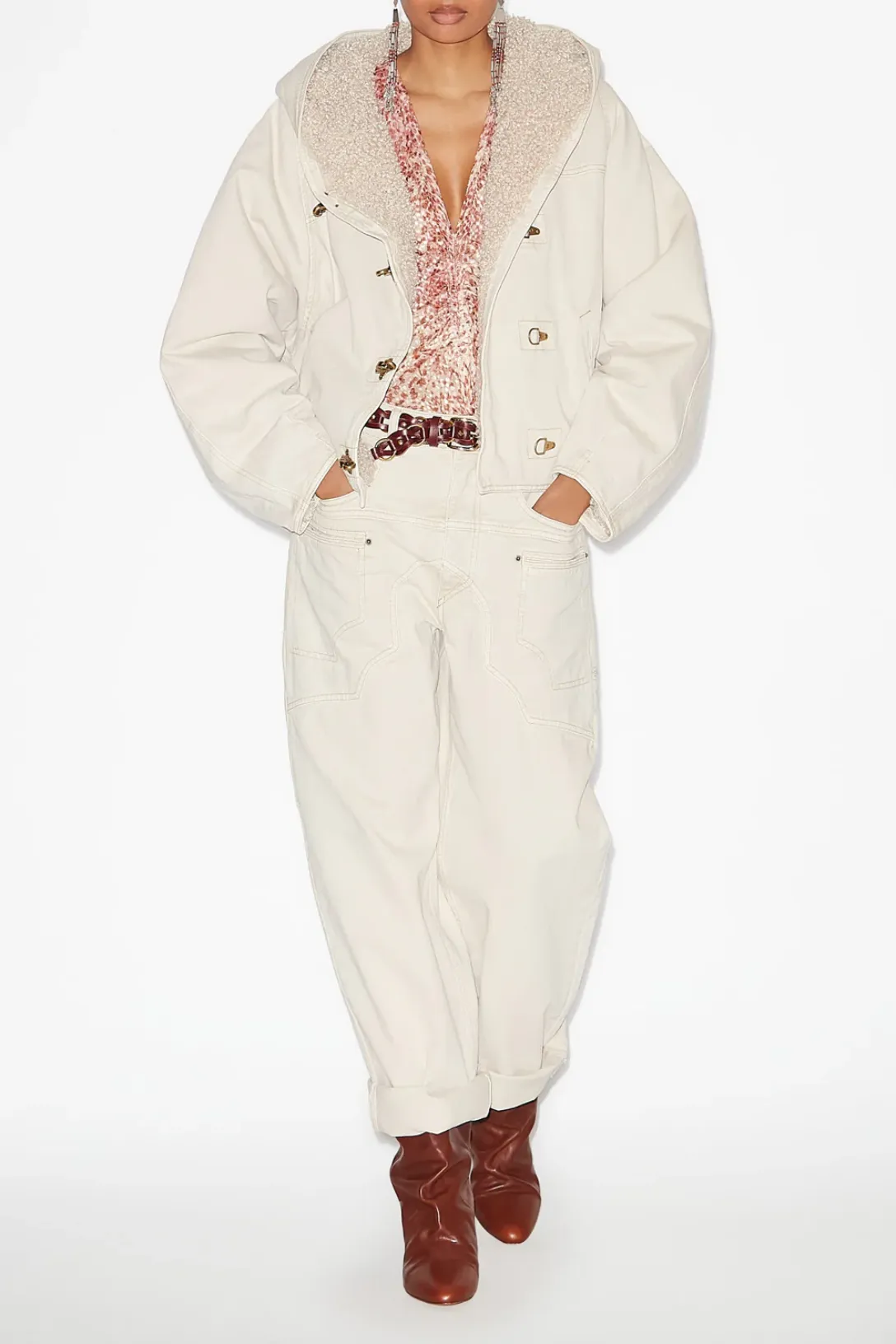 Biane Short Denim Coat | Ecru