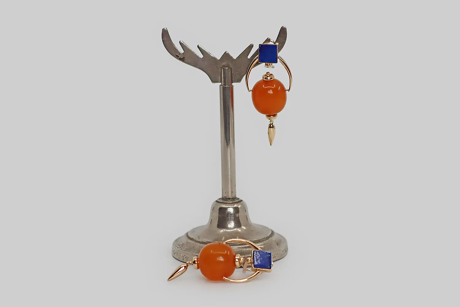 Big 1980s Persimmon Lantern Earrings