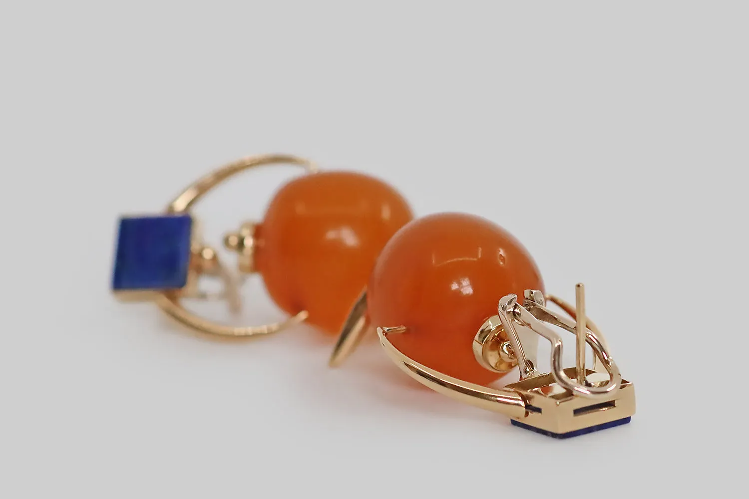 Big 1980s Persimmon Lantern Earrings
