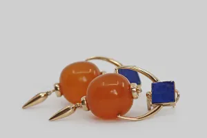 Big 1980s Persimmon Lantern Earrings