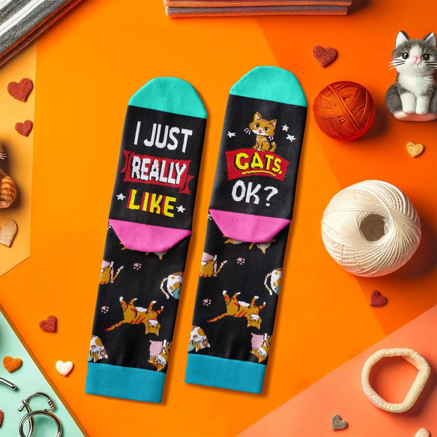 Birthday Gifts for Cat Mom Cat Dad - Funny Socks for Women Men, Christmas Ideas for Teens, Crazy Gifts for Cat Lovers