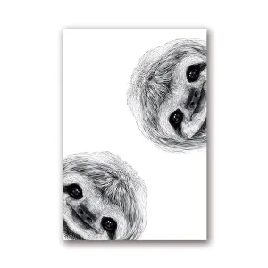 Black And White Sloth Cute Wall Art