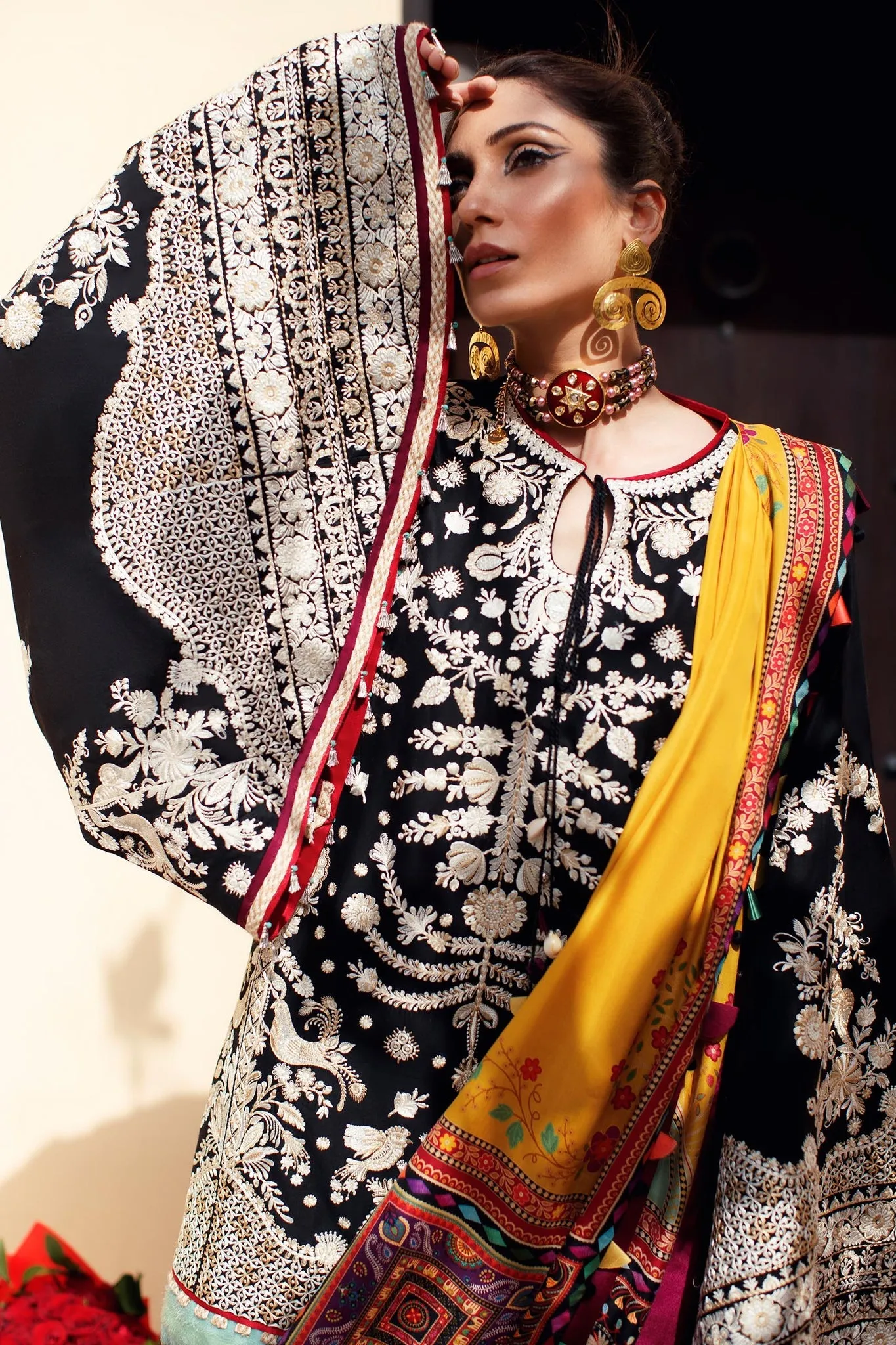 Black White Salwar Kameez for Pakistani Eid Dress