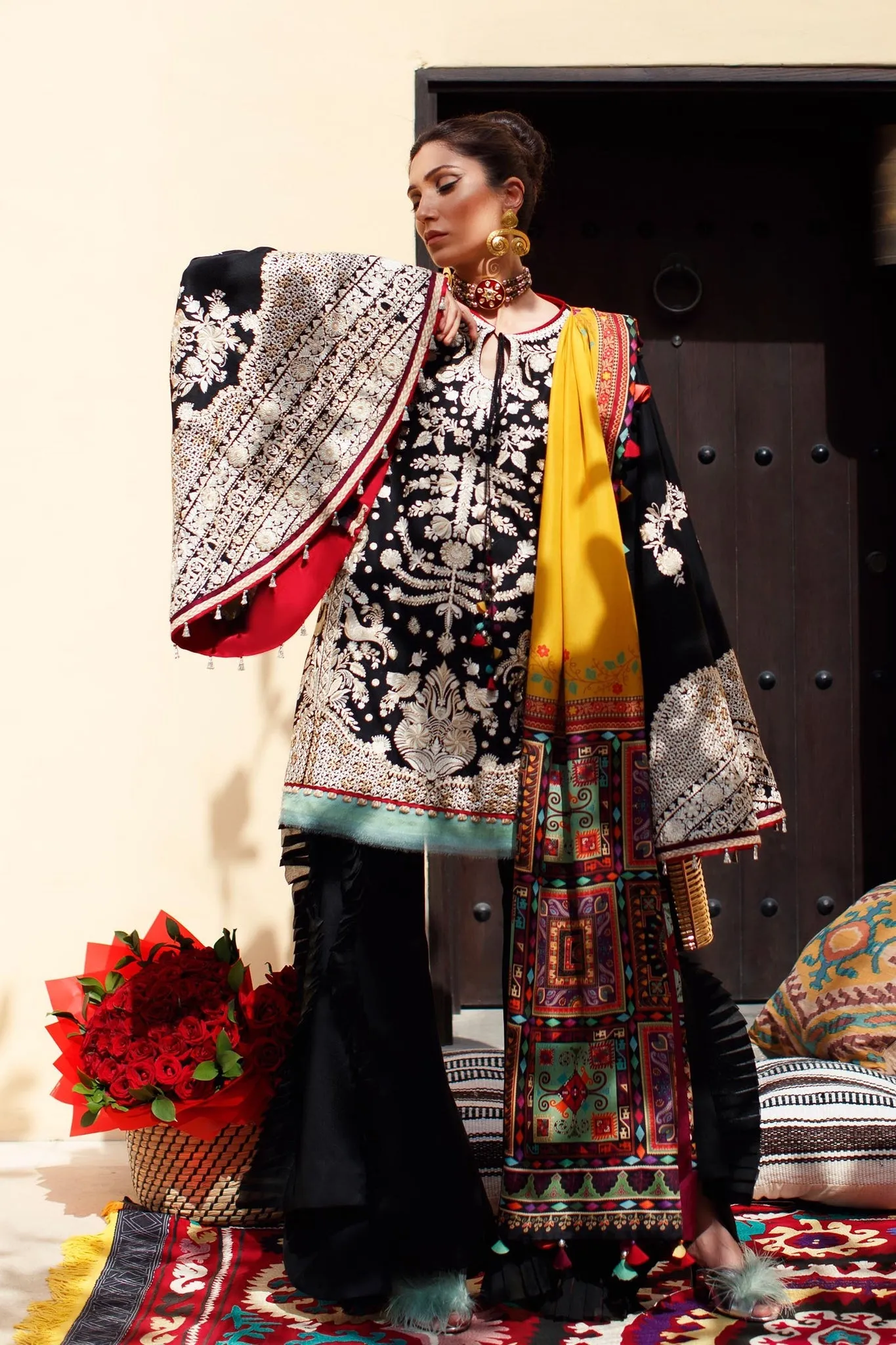 Black White Salwar Kameez for Pakistani Eid Dress