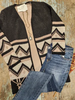 Black/Ivory Tribal Pattern Cardigan