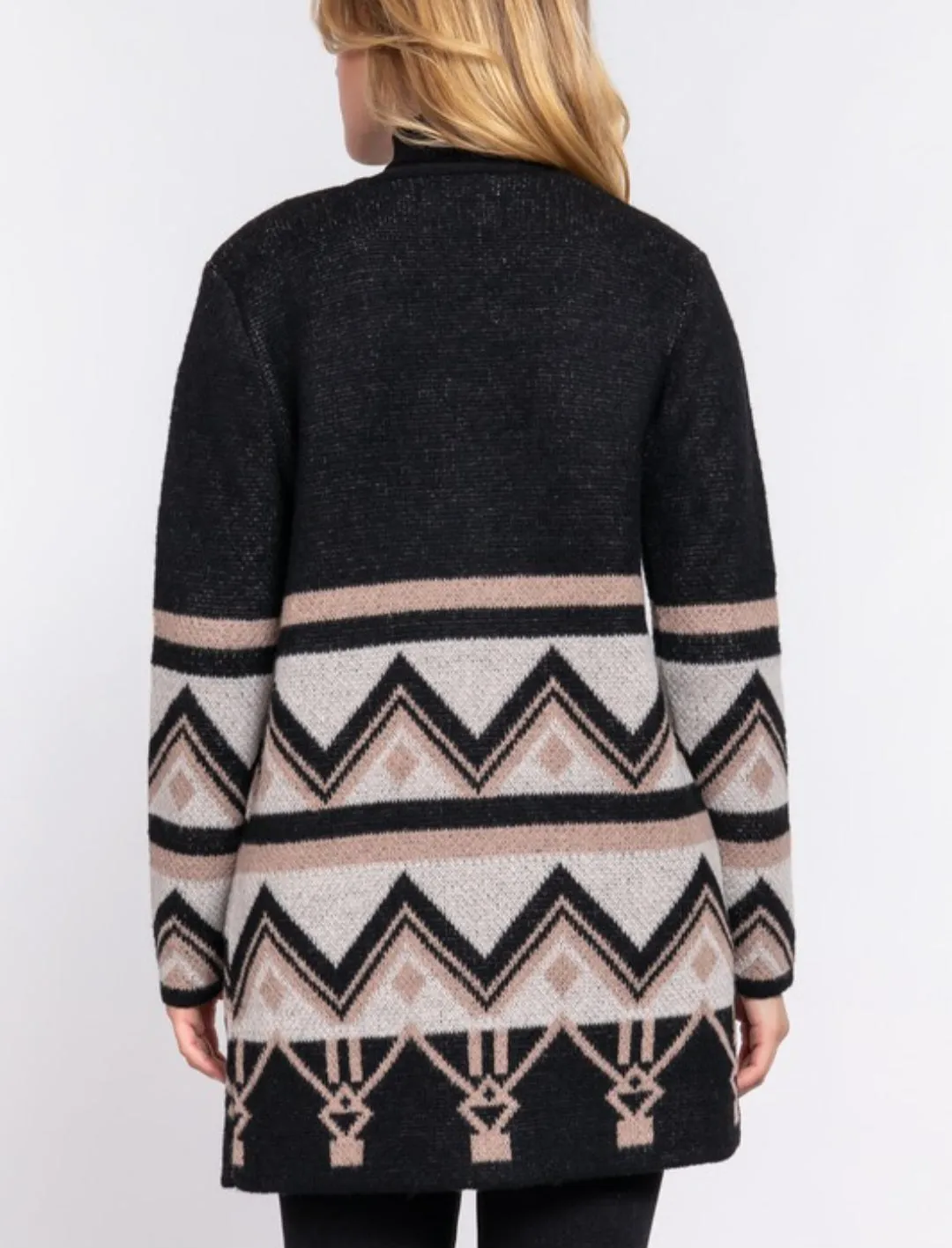 Black/Ivory Tribal Pattern Cardigan