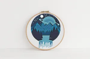 Blue Cross Stitch Pattern #1000