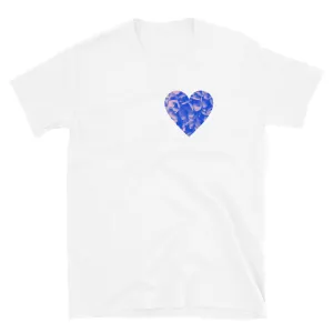 Blue Floral Heart Graphic T-Shirt